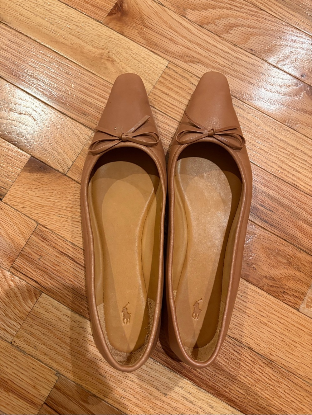 Polo by Ralph Lauren Cognac Leather Ballet Flats with Bow